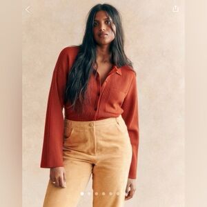 NWT Sezane Liya 100% merino wool cardigan in Rust medium NWT